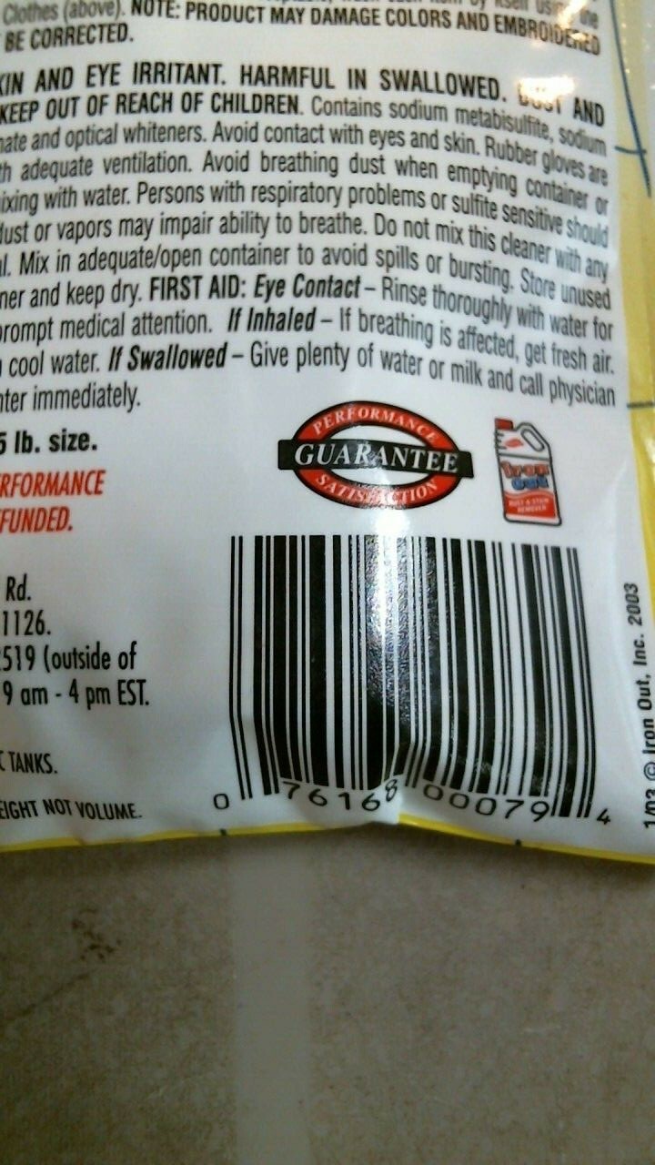 Iron Out Yellow Out Laundry Cleaner, Trial Size, 4 oz., Lot of 2, (00079) FS