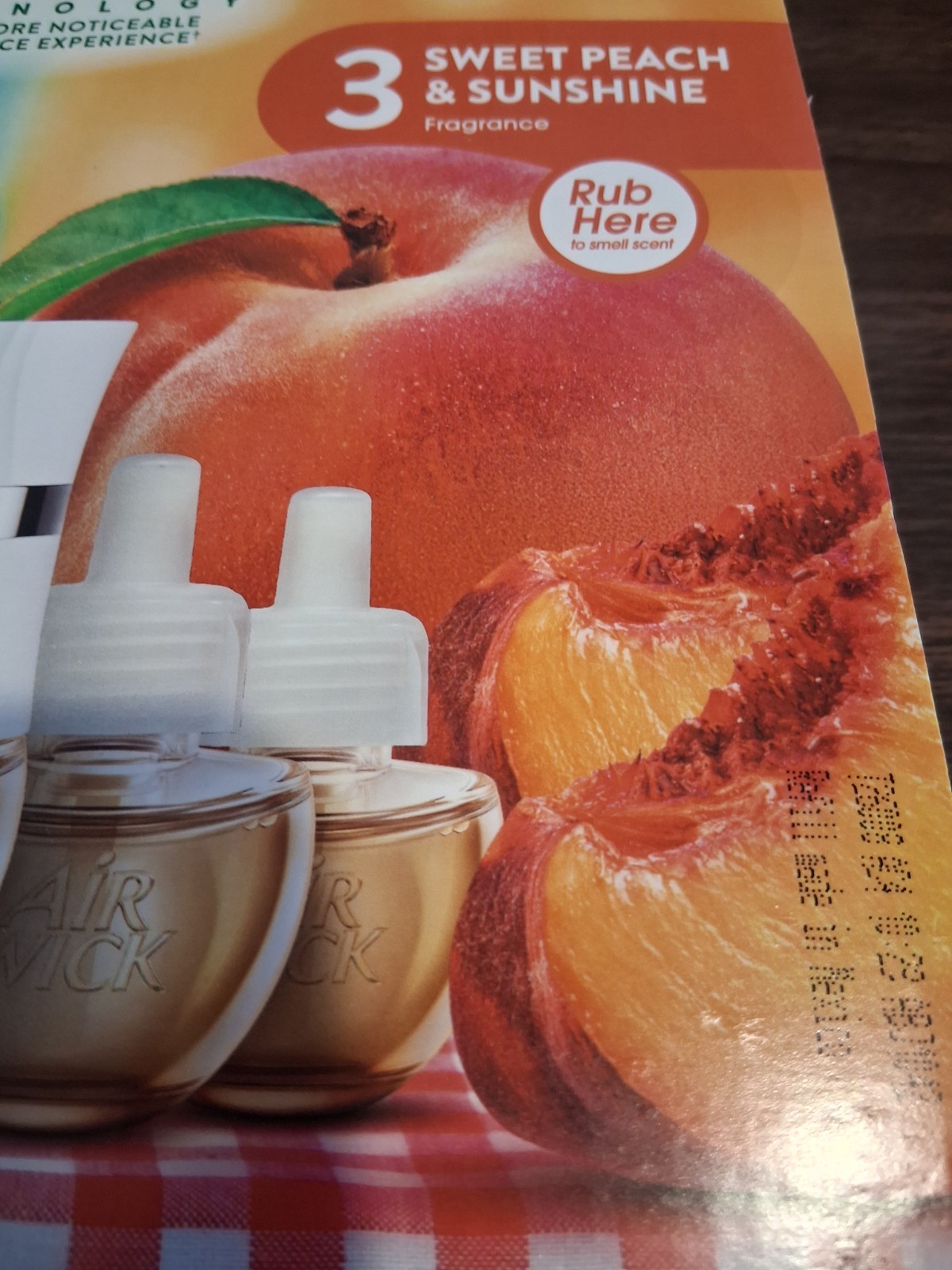AIR WICK SCENTED OIL SWEET PEACH SCENT, PLUG-IN, (6-0.67 oz REFILLS & 1 WARMER)