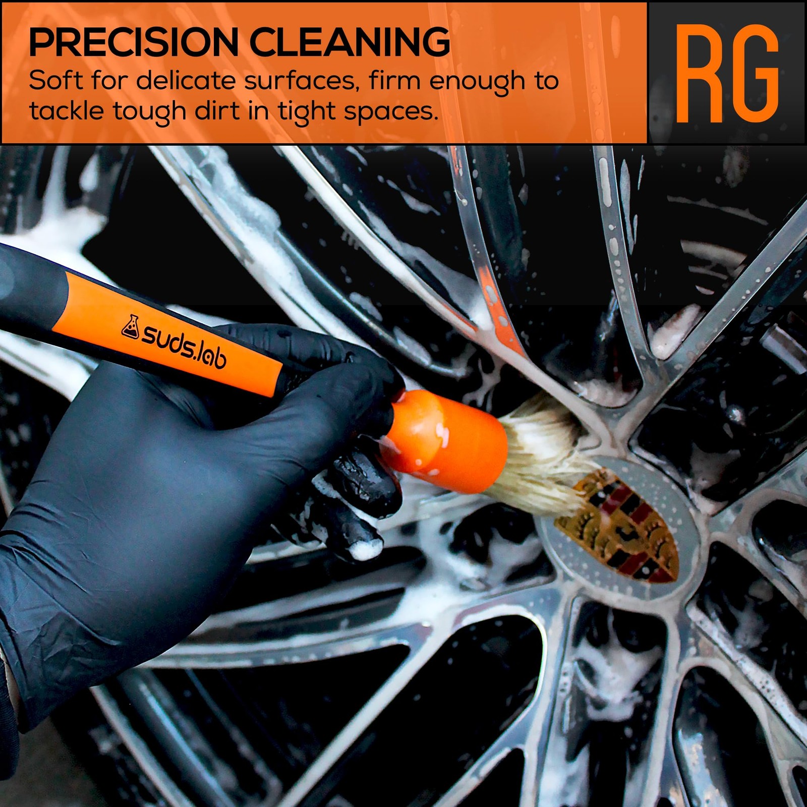 Suds Lab Detailing Brush with Rubberized Bristles, Car Detailing Wheel Brush …