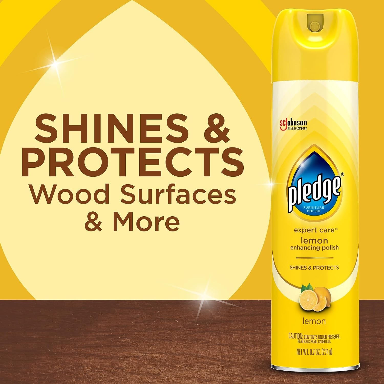 Pledge Expert Care Lemon Polish, 9.7oz – Streak-Free Furniture & Stainless Steel