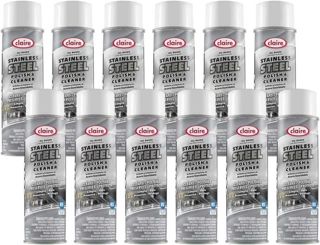 Claire Cl841-12Pk Oil Based Stainless Steel Polish & Cleaner, 15 Oz. Net Wt, 12