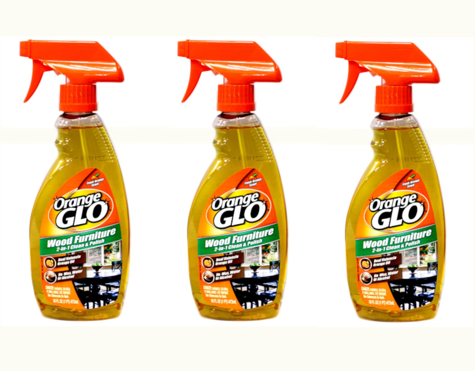 Orange Glo Wood Furniture 2-in-1 Clean & Polish, 16 oz. – Pack of 3