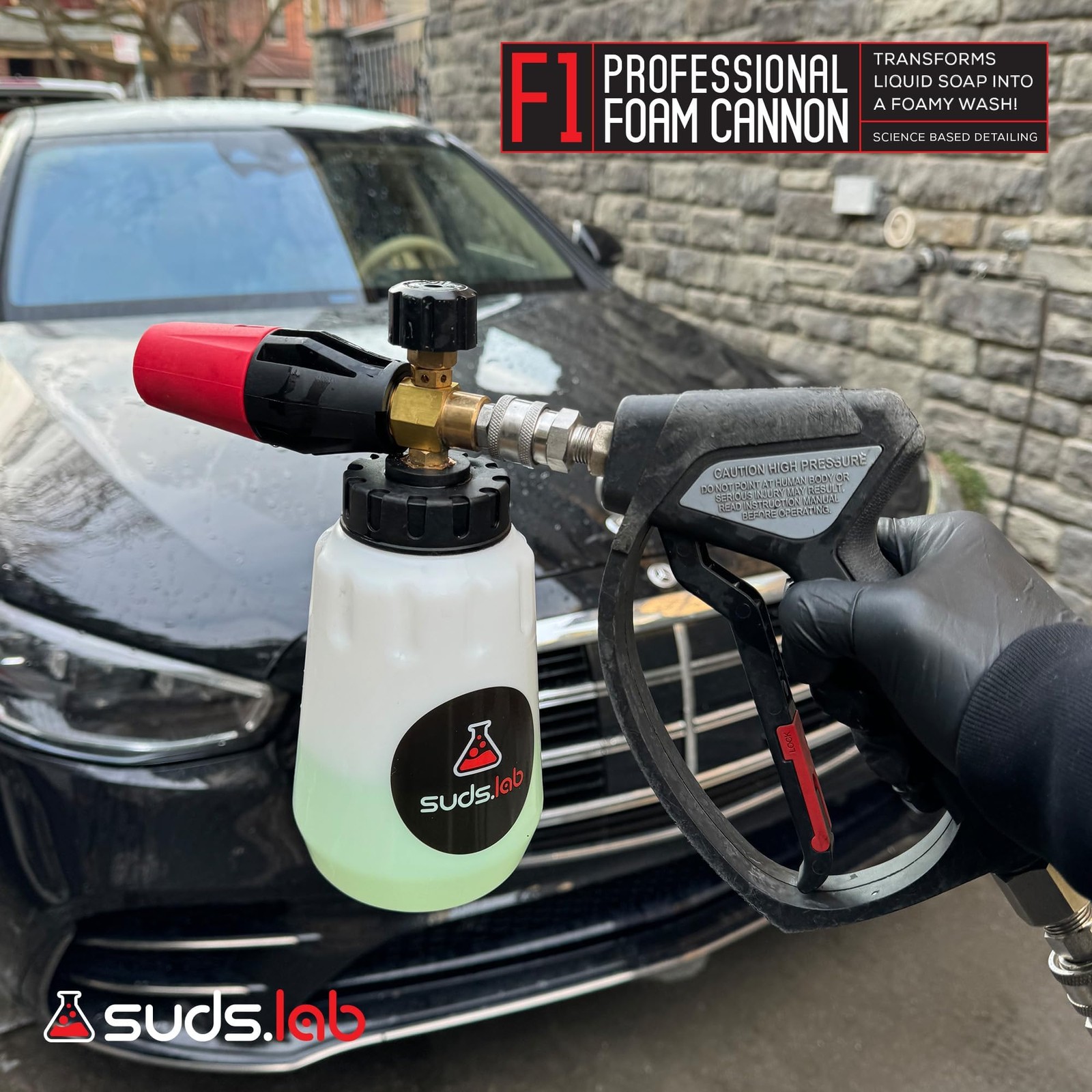 Suds Lab F1 Professional Foam Cannon with 32 Ounce Canister
