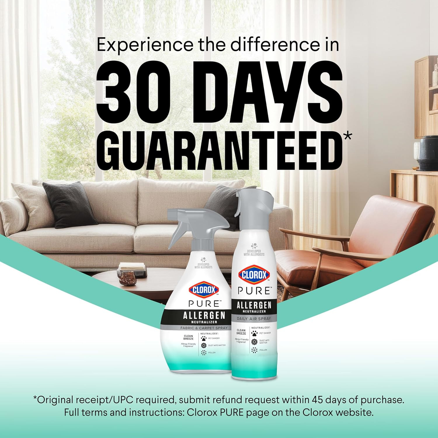 PURE Allergen Neutralizer Fabric and Carpet Spray, Clean Breeze, 26 Fluid Ounces