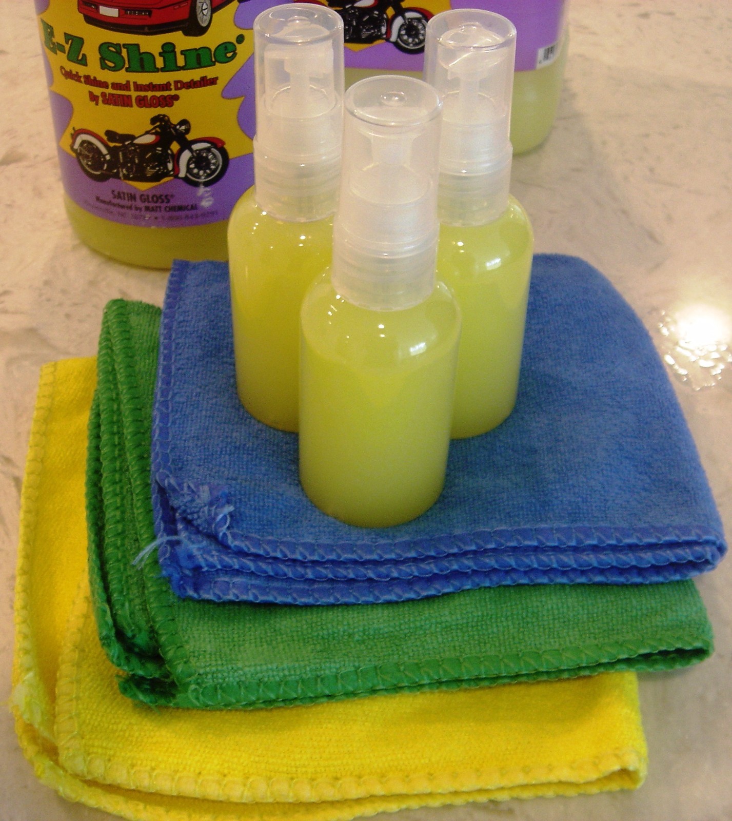 EZ SHINE 2oz Spray Bottle 100% genuine sample from 1 gallon & MICRO FIBER TOWEL
