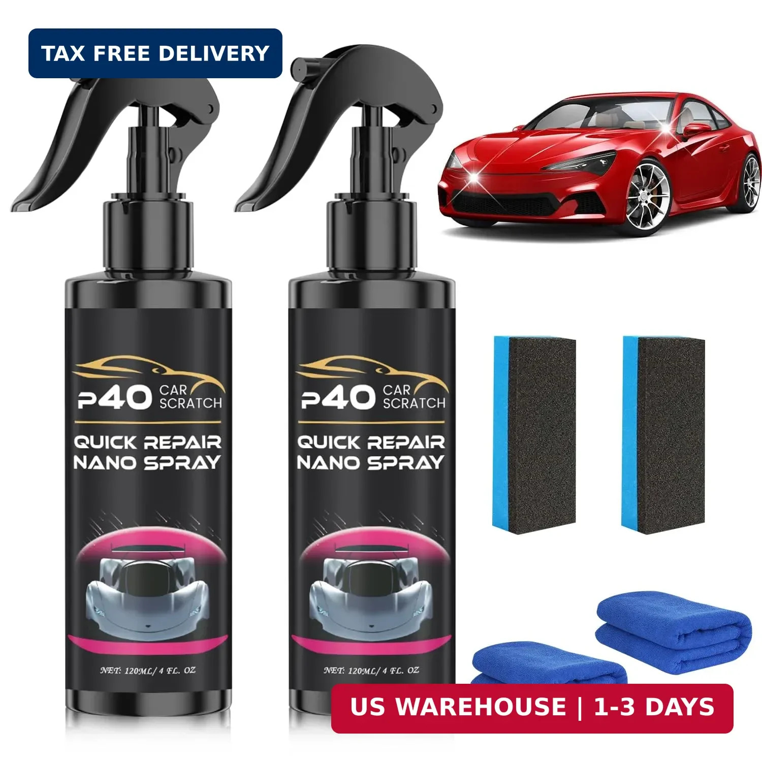 2PCS Nano Car Spray, Scratch Remover, Scratch Fix, Car Wax for Cars, Nano Scratc