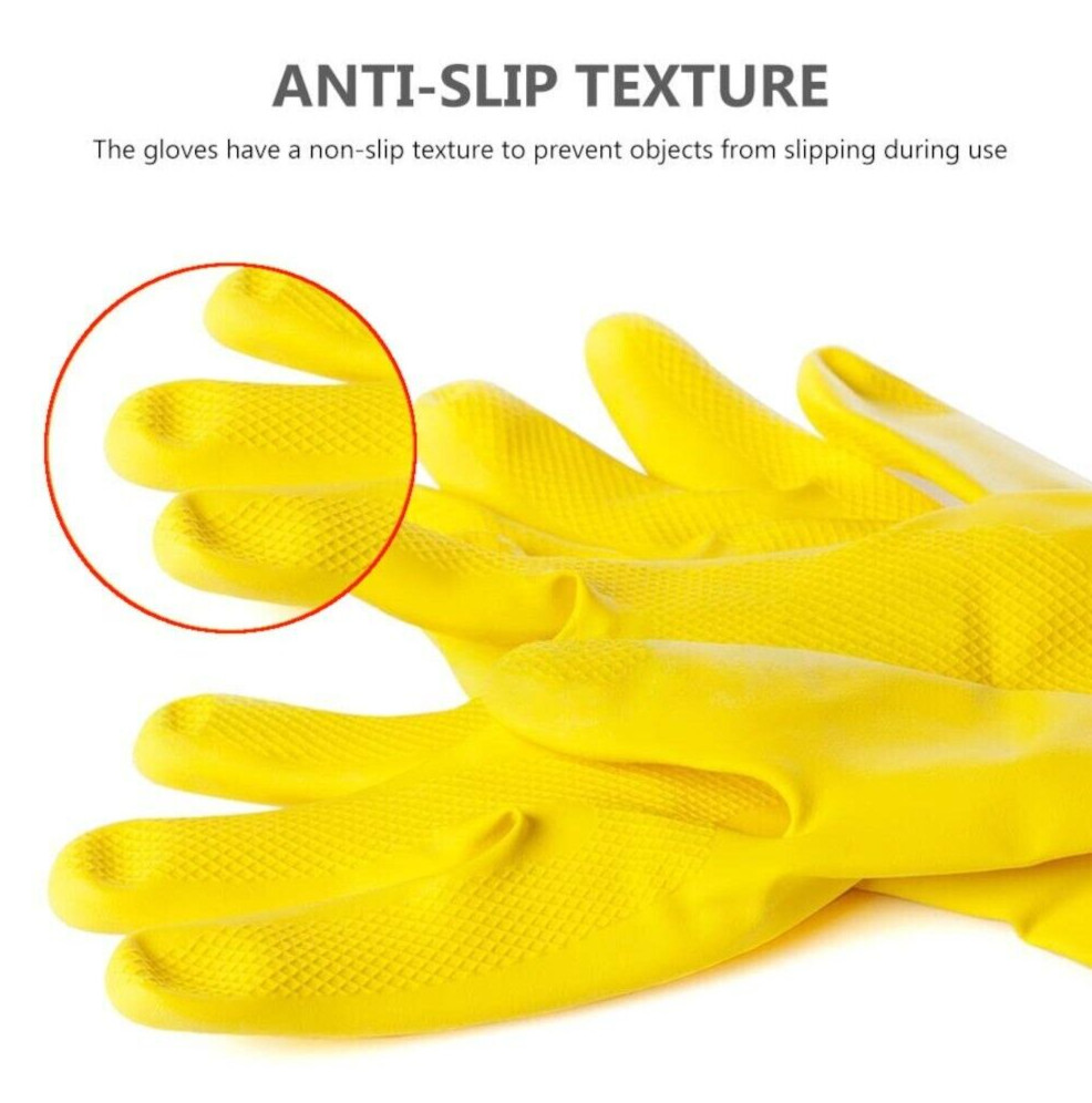 Yellow Dish Washing Cleaning Latex Gloves Reusable Hand Gloves S M L XL Sizes