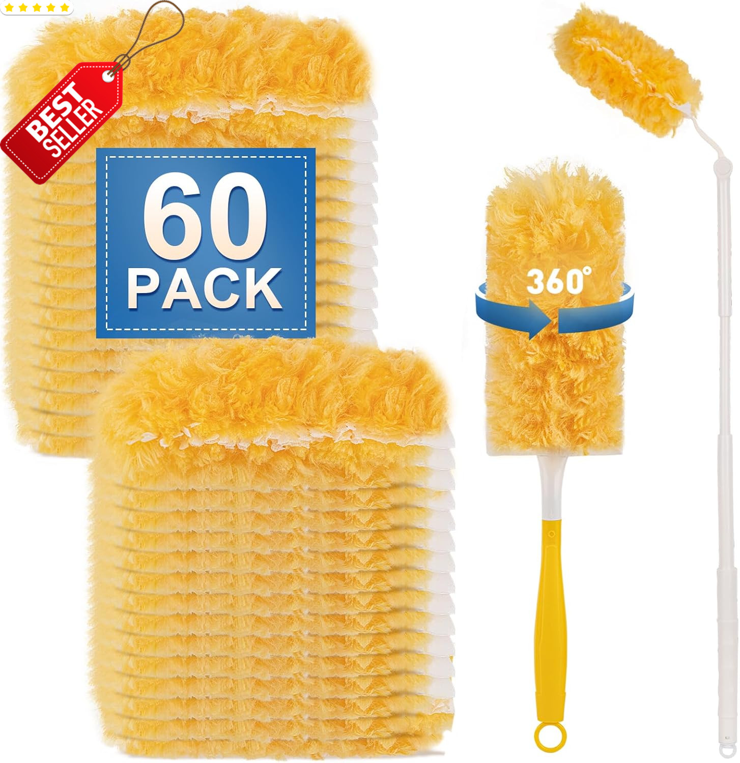 Heavy Duty Duster Refills 60ct 360 Dusting Kit with 3ft Extension Handle – US