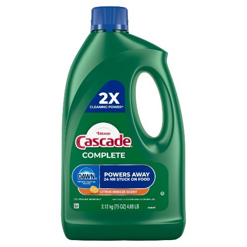 Cascade Citrus Breeze Complete Dishwasher Detergent Gel 75oz with Dawn Fights