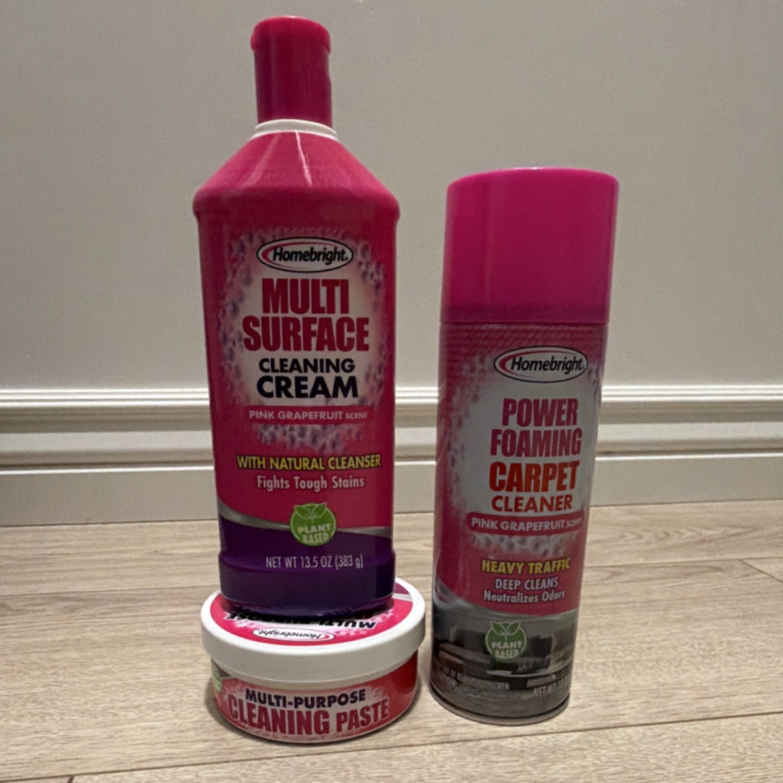 Homebright Multi-Surface Cleaning Cream, Carpet Cleaner, Pink Grapefruit, 3 Pack