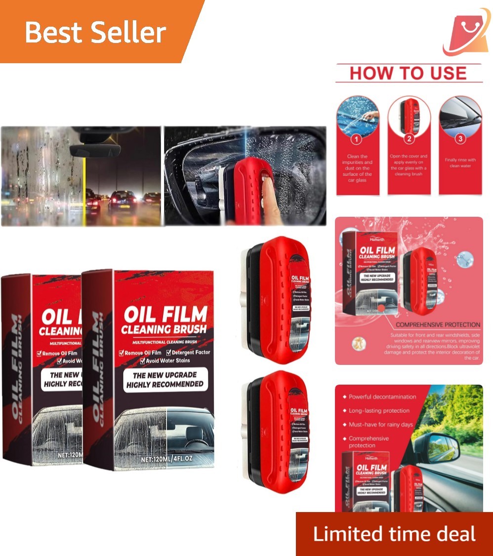 2Pack Glass Coating for Windshield Oil Film Remover Anti-Fog Water Repellent