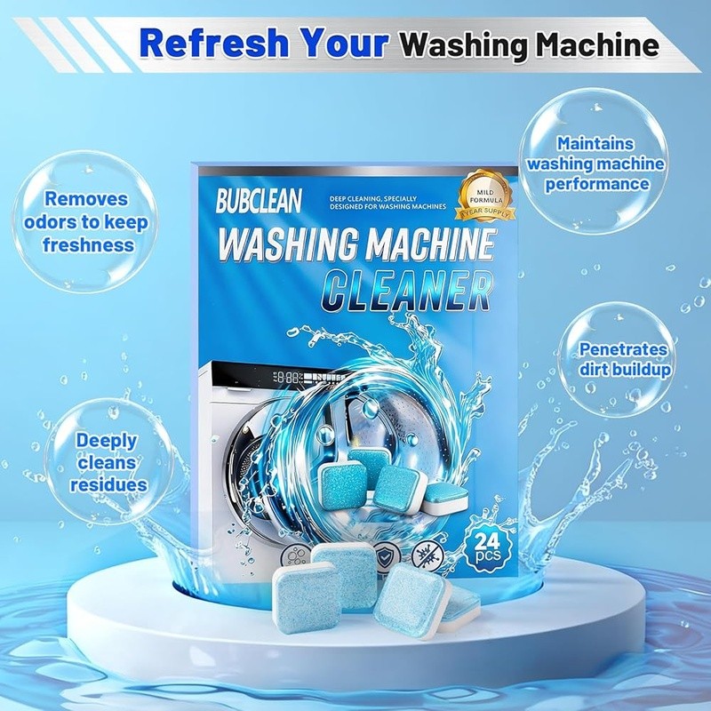 Washing Machine Cleaner Tablets Odor Eliminator Deep Clean All Washers New