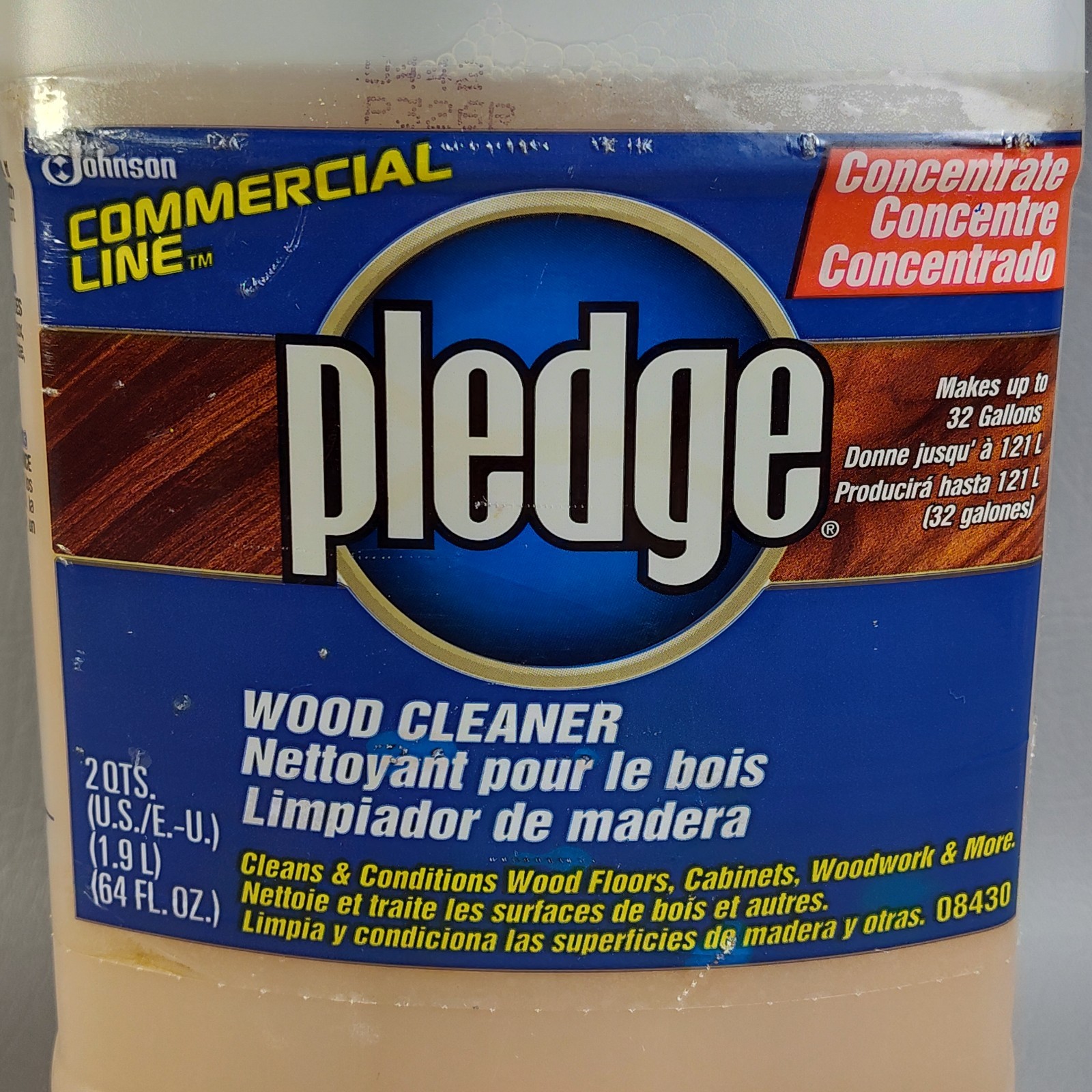 Vintage Pledge Commercial Line Wood Floor Cleaner Concentrate 64 oz. 1998 RARE