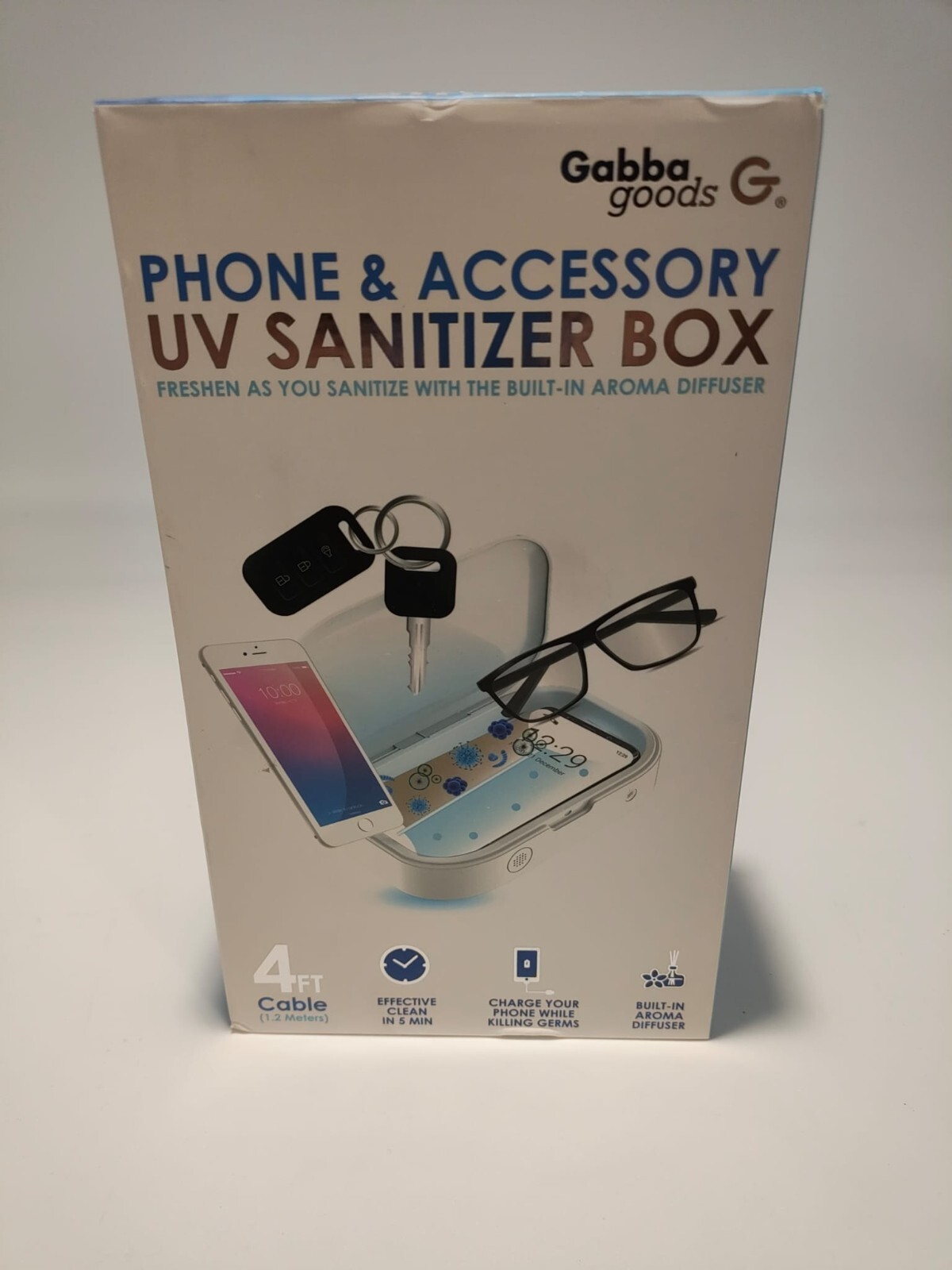 Gabba Goods Phone & Accessory UV Sanitizer Box GG-UVB-01WH NEW IN BOX