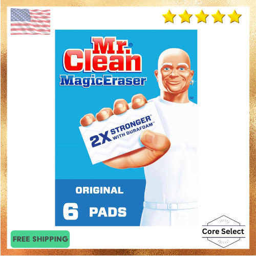 Mr. Clean Magic Eraser Original Cleaning Pads with Durafoam, White, 6 Count