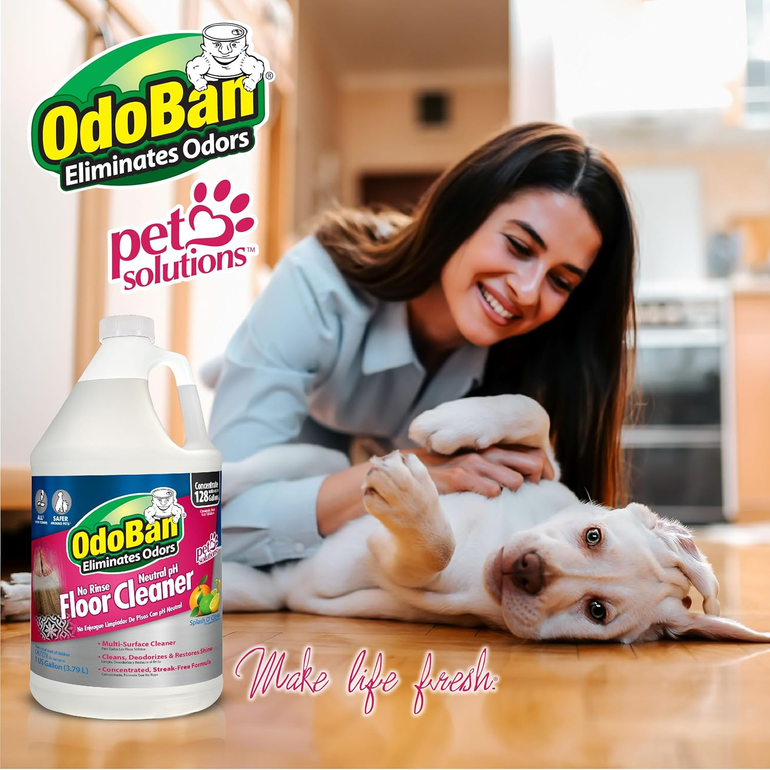 Pet Solutions No Rinse Neutral Ph Floor Cleaner Concentrate, Made in the USA, Sp