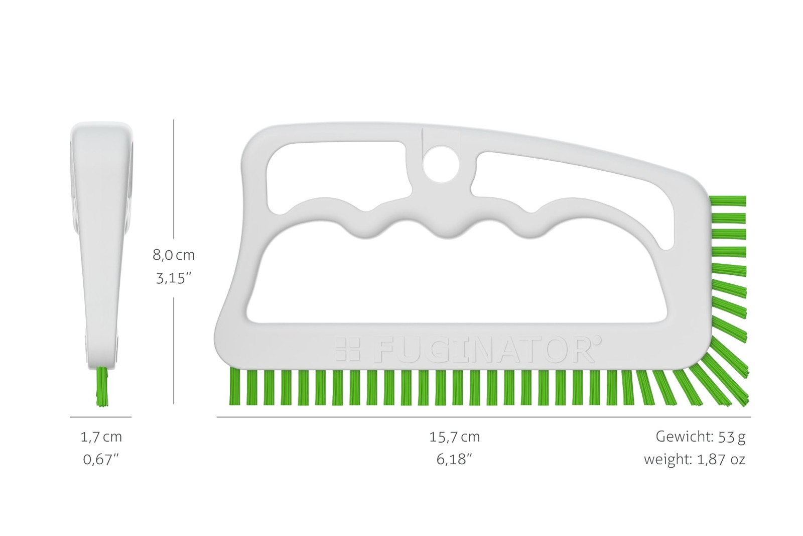 FUGINATOR Joint Cleaning Brush for Bathroom and Kitchen Grout White Green