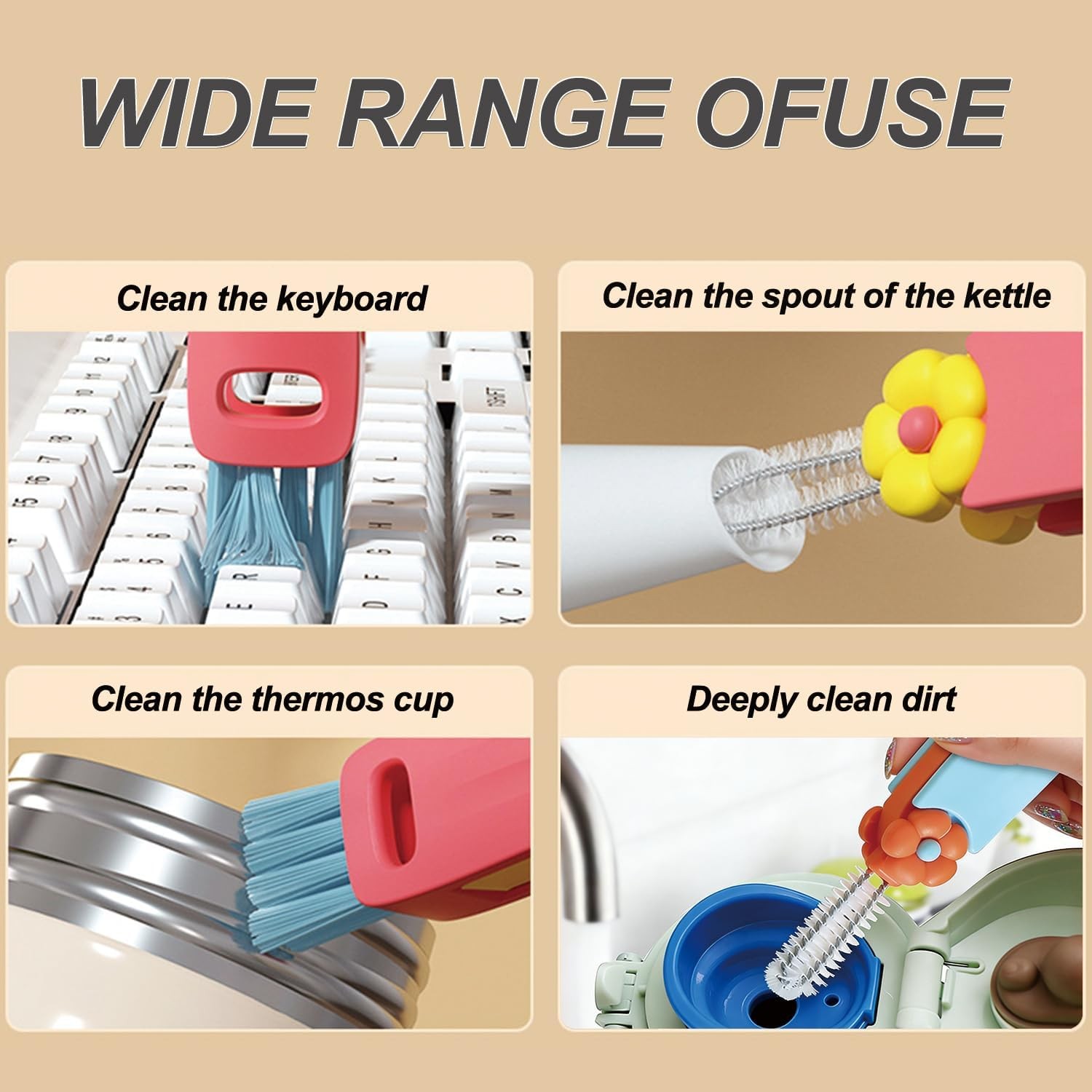 3 in 1 Cup Lid Gap Cleaning Brush Set, Bottle Cleaning Brush Multifunctional Bot