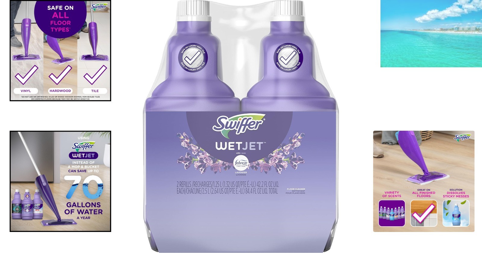 WetJet Multi-Purpose Floor Cleaner Solution with Febreze Refill, Hardwood Flo…
