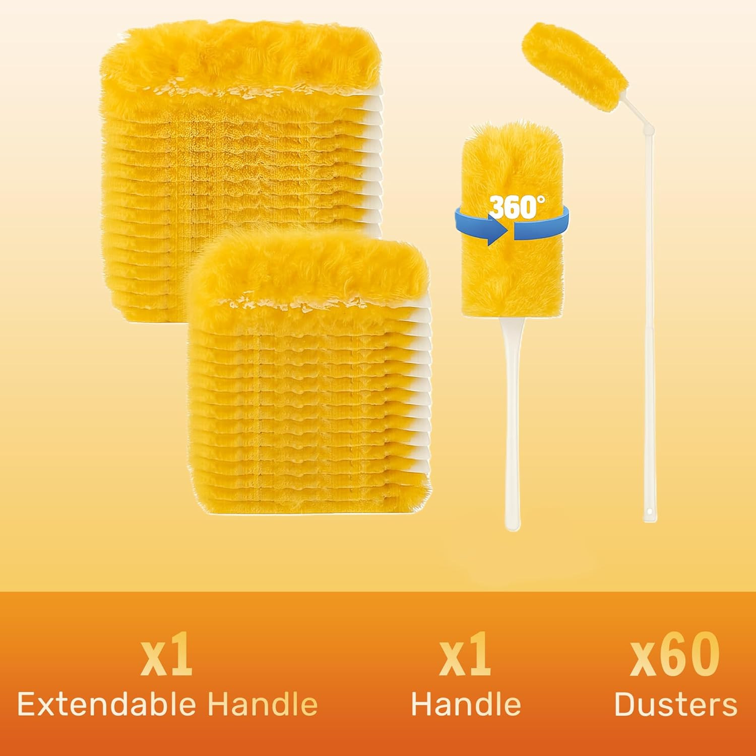 Heavy Duty Duster Refills 30 Pack, 360° Multi Surface Feather Dusters Kit with E