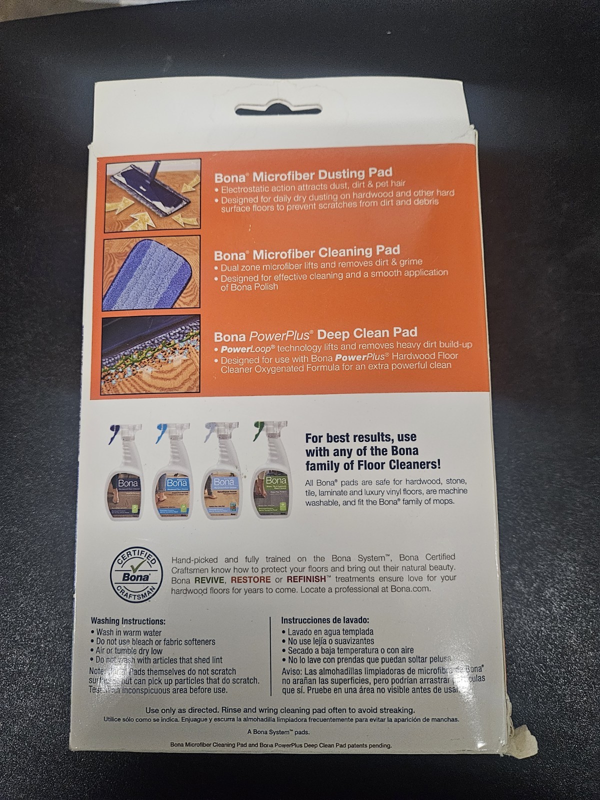 Bona AX0003496 Wet Microfiber Mop Pad 4 W x 15 L in. Open Box