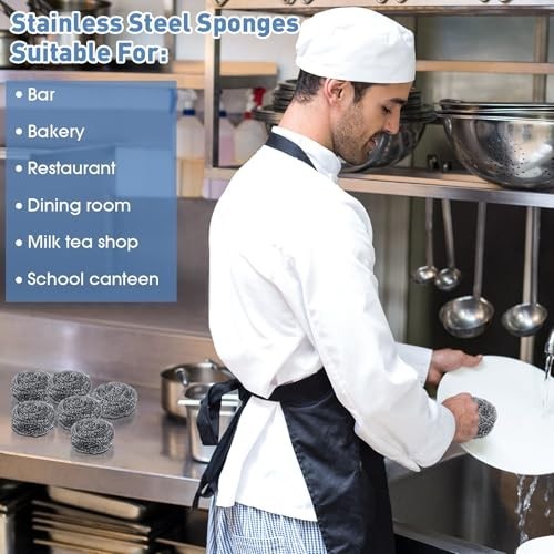 72 Pcs Stainless Steel Scrubber Set – Heavy Duty Steel Wool Scourers for Dishes,