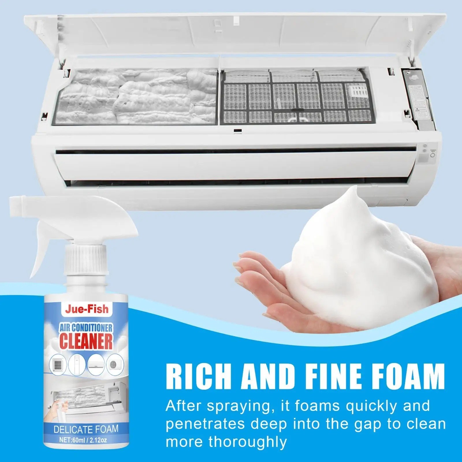 1/2PCS Air Conditioner Cleaner Spray AC Coil Filter Vent Cleaning Odor Remover
