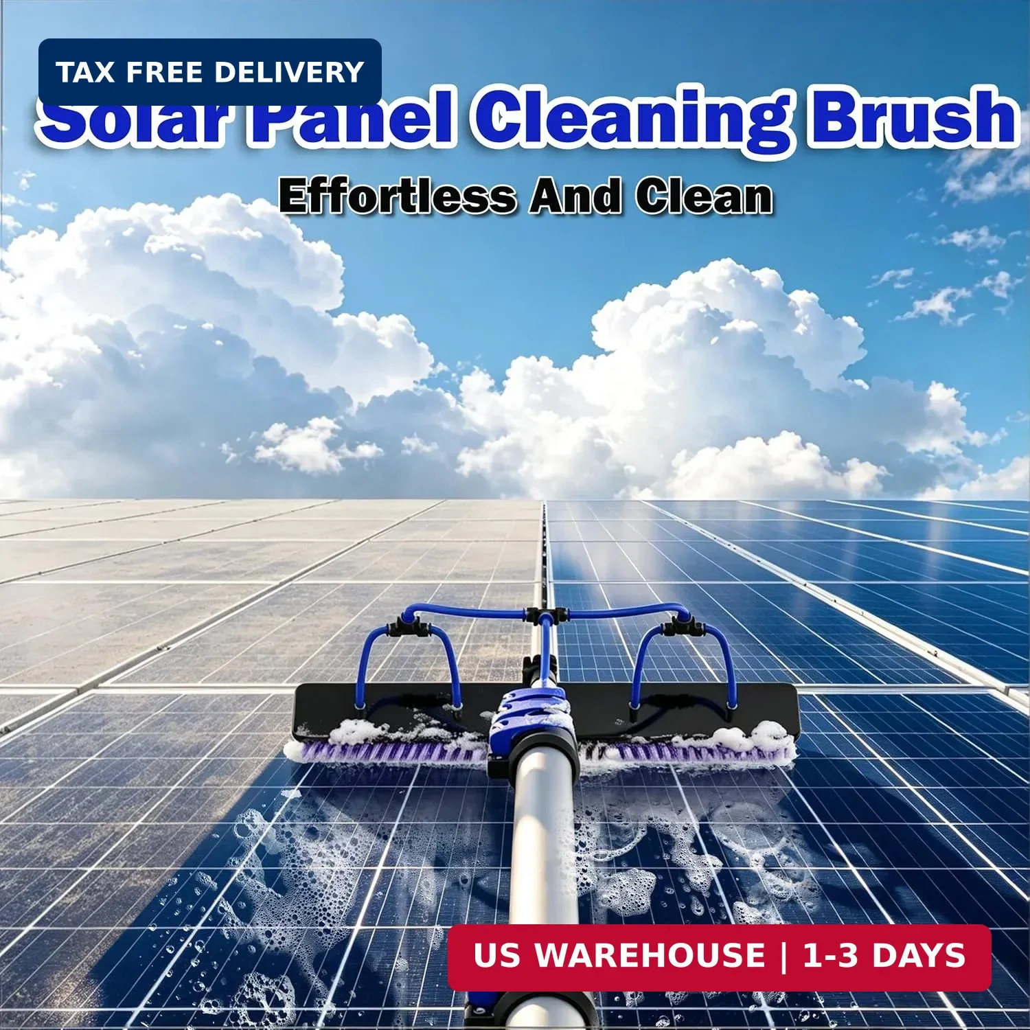 30FT Reach Solar Panel Cleaning Brush Kit with 5-24FT Telescoping Pole, 40FT Hos