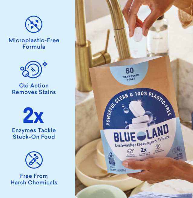 Blueland Dishwasher Detergent Tablets 60 Count Free & Clear Plastic-Free