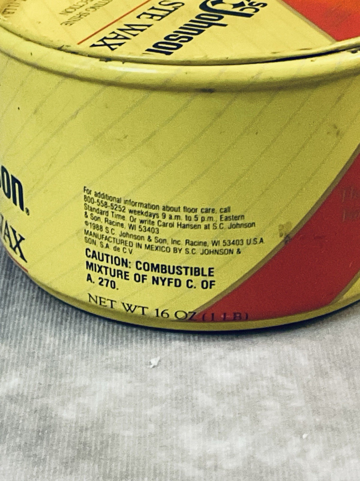 SC JOHNSON PASTE WAX 16 OZ ORIGINAL FORMULA 1988 OLD STOCK