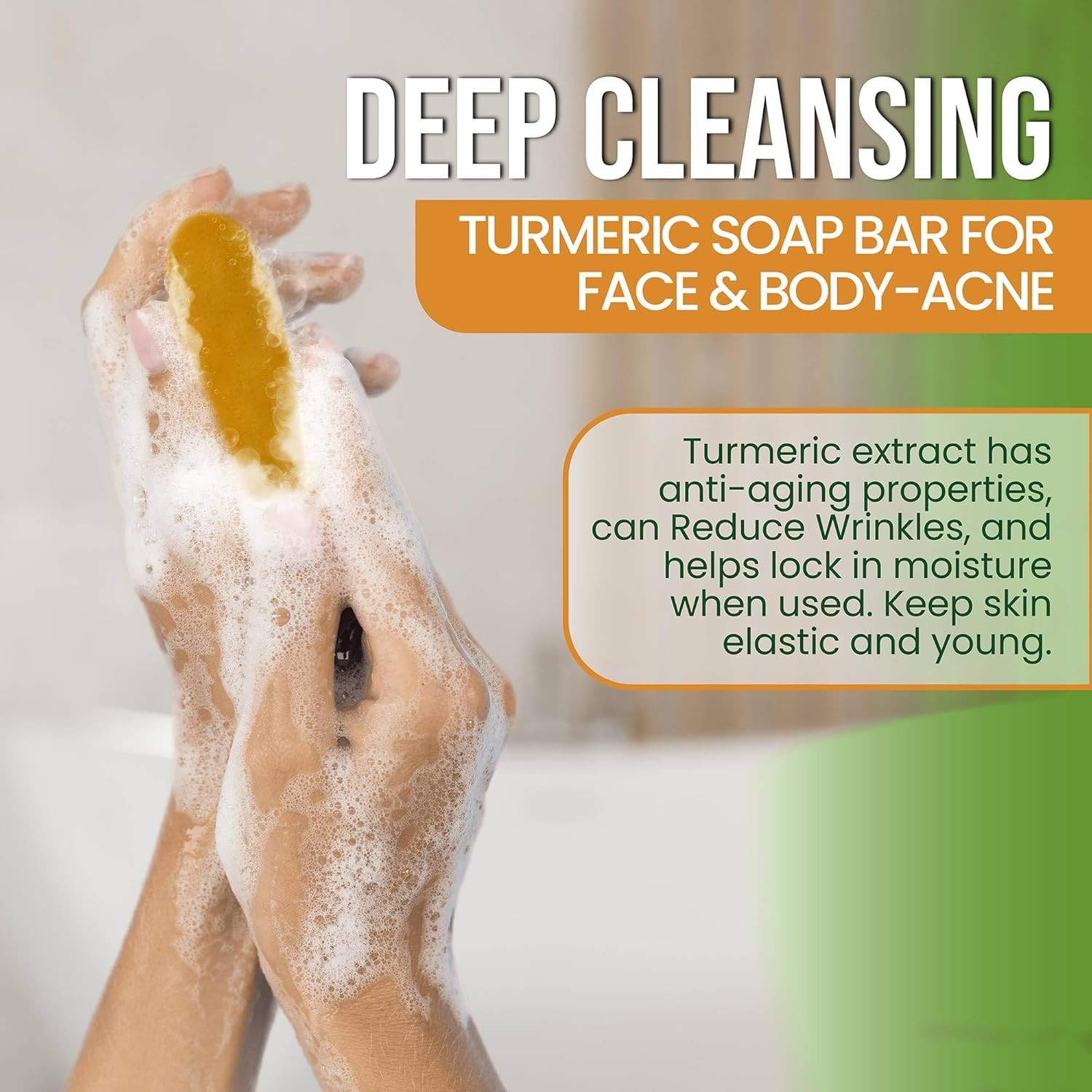 Turmeric Soap Bar for Face & Body-Acne, Dark Spots, Smooth Skin, Natural
