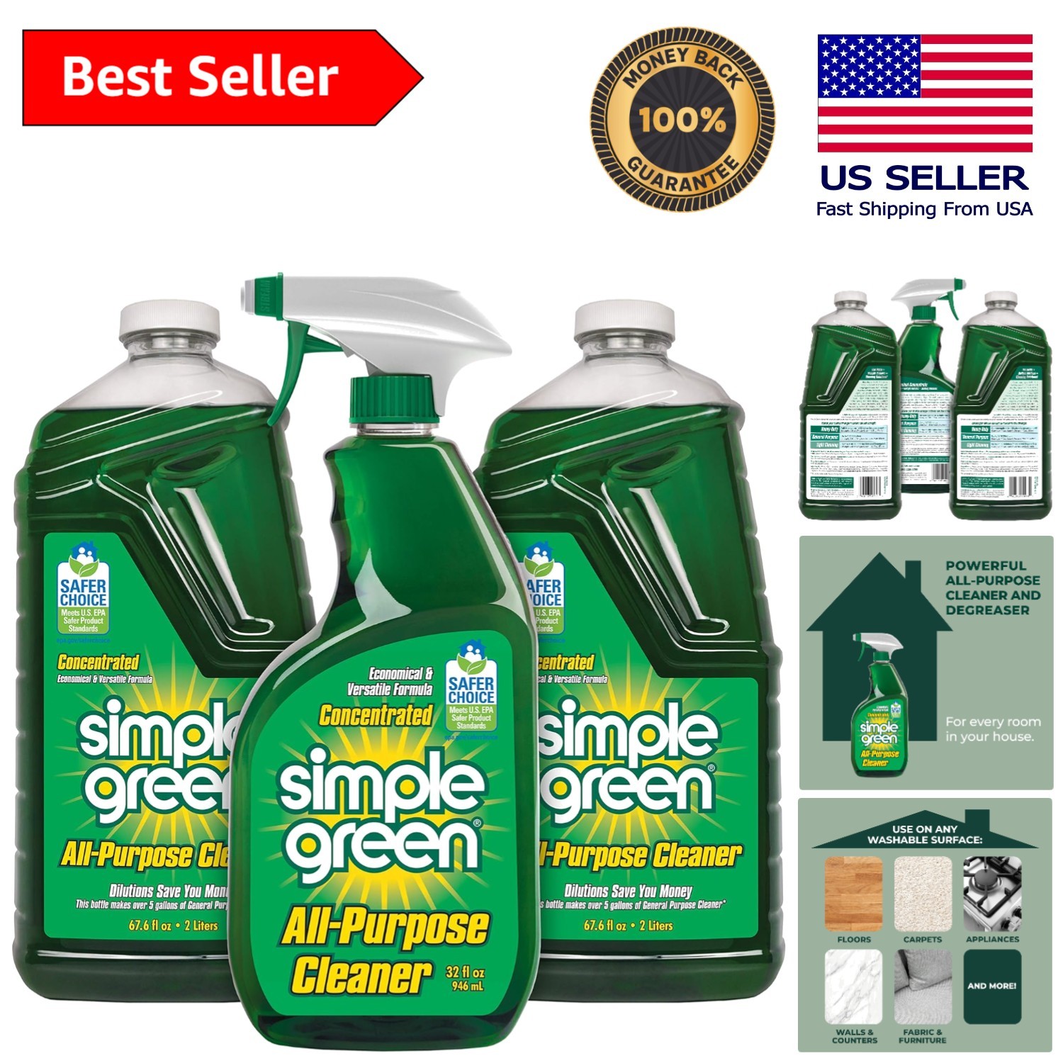 All-Purpose Cleaner Spray & Refill: 3 Piece Eco-Friendly Set for Easy Cleaning