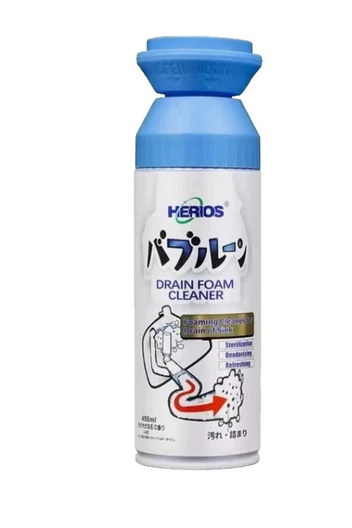 BRAND NEW Foaming Drain Cleaner HERIOS Sink Pipe Odor Removal Cleaning Foam