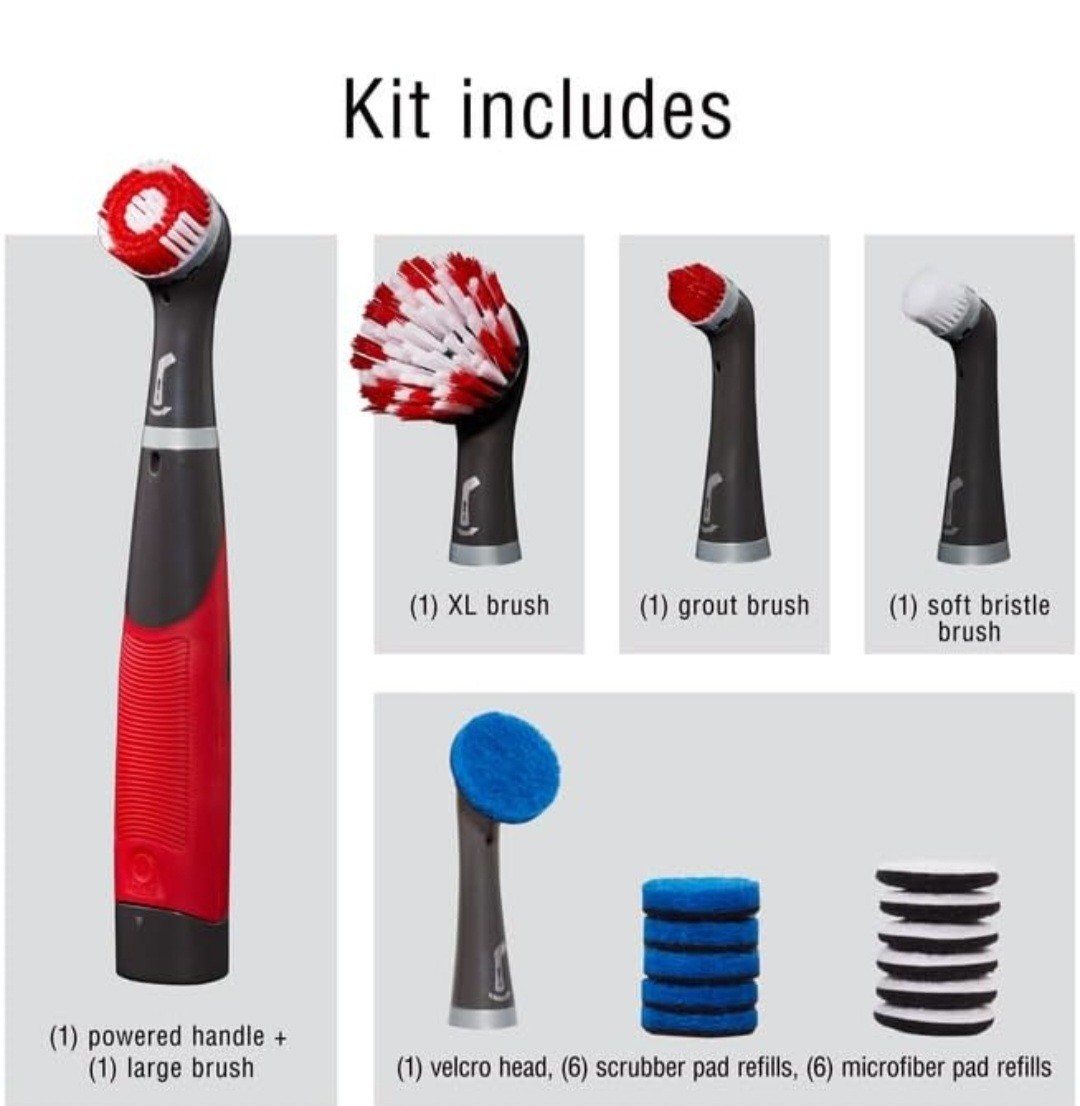 Rubbermaid Reveal Power Scrubber 18-Piece Kit Cordless Electric Battery Powered