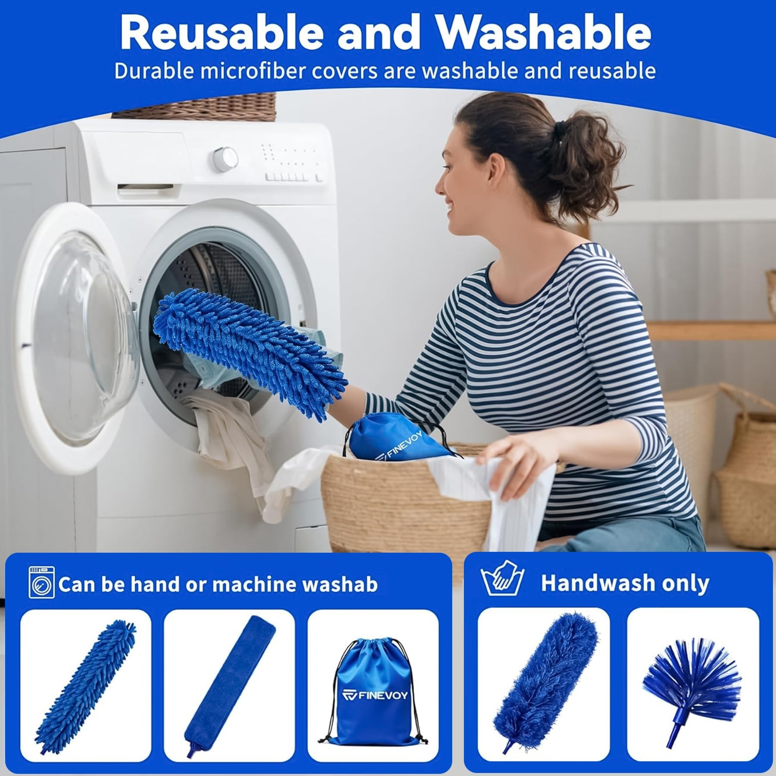 Dusters 6-in-1 Kit with Extension Pole 100 Inches for Cleaning Cobweb Microfiber