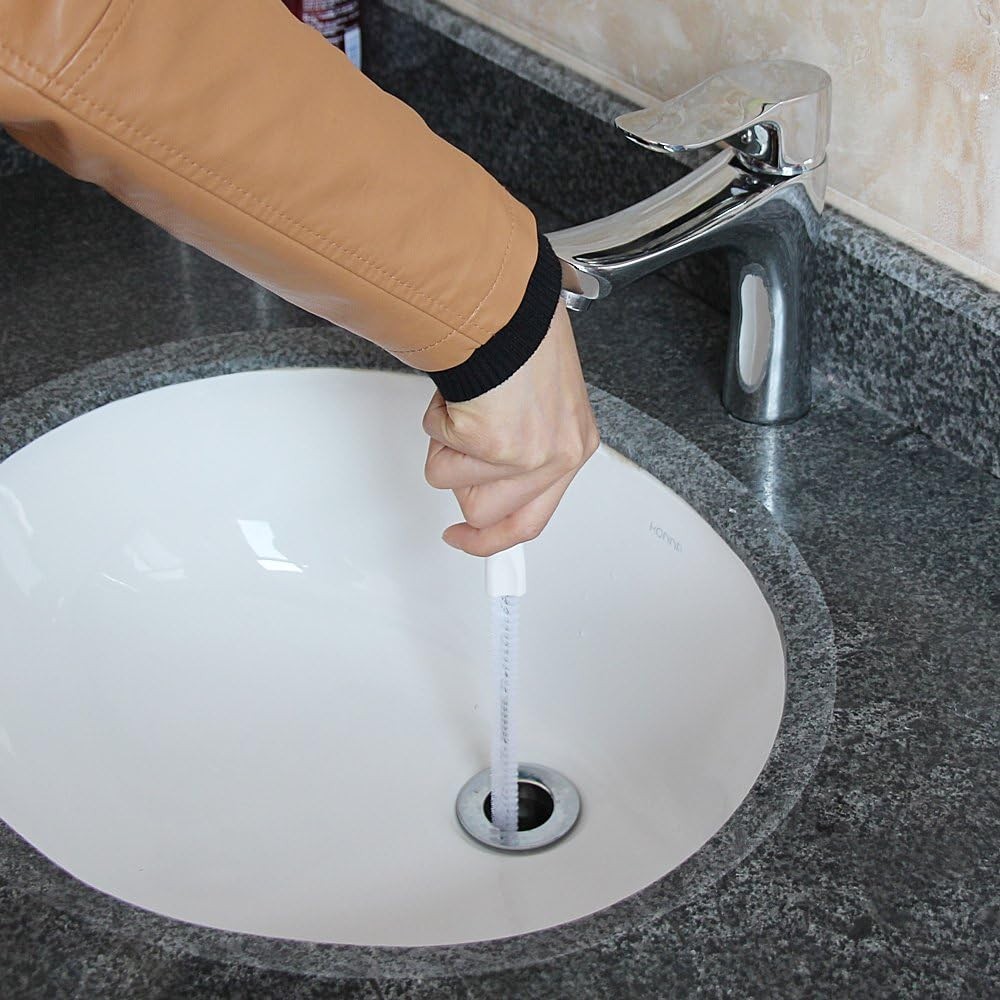 Durable Sink Drain Cleaning Brush – 17.7″ Plastic Tool with Spiral Bristles