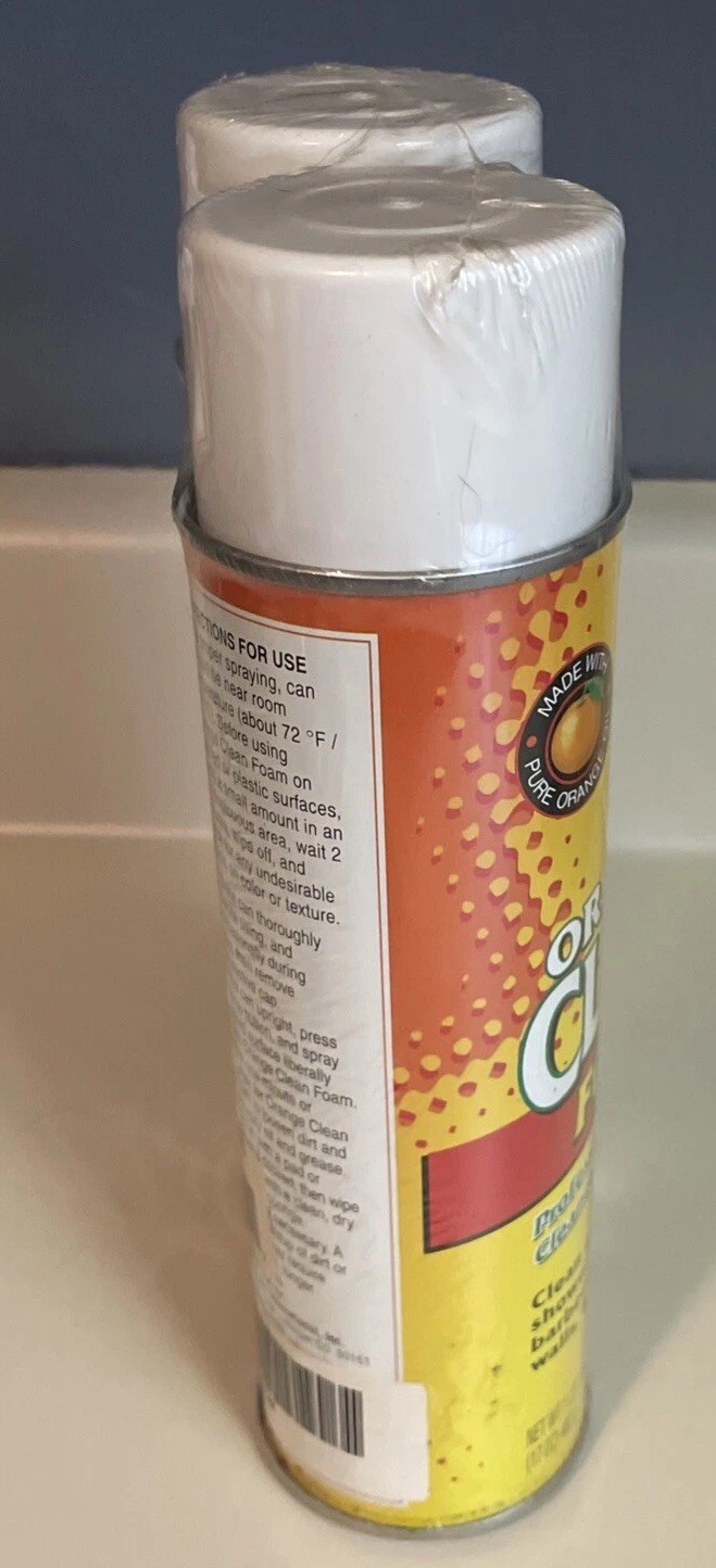 Vtg ORANGE CLEAN Degreasing Foam Orange Glo 17 oz. Spray Cans Lot Of 2 Retro