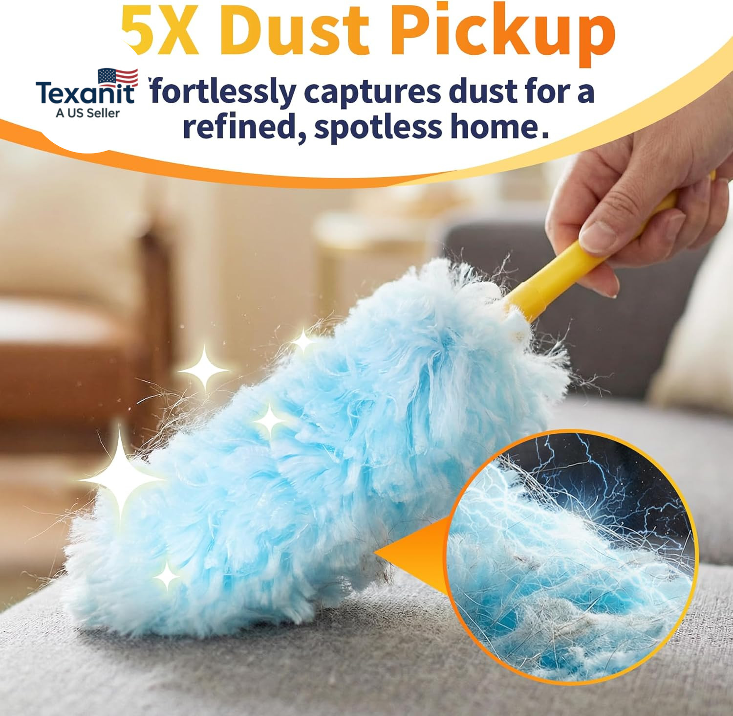 30 Count Duster Refills for Swiffer Dusters, Multisurface 360 Dusters with 3Ft E