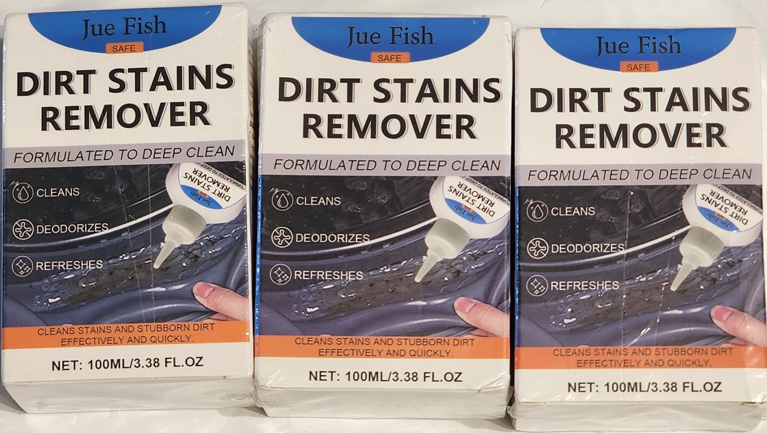 3 – Pack Dirt Stain Remover Liquid 100mL/3.38 fl oz Scent Free
