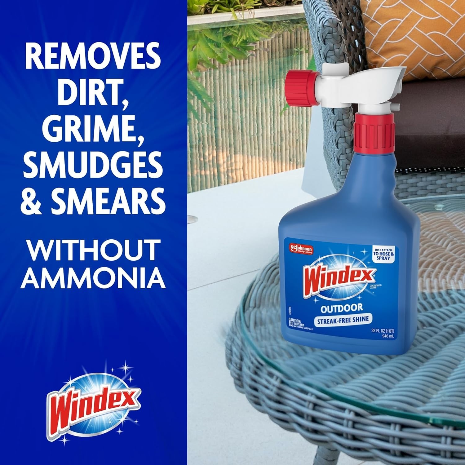 Hose-Compatible Cleaner for Outdoor Windows, Glass, and Painted Surfaces