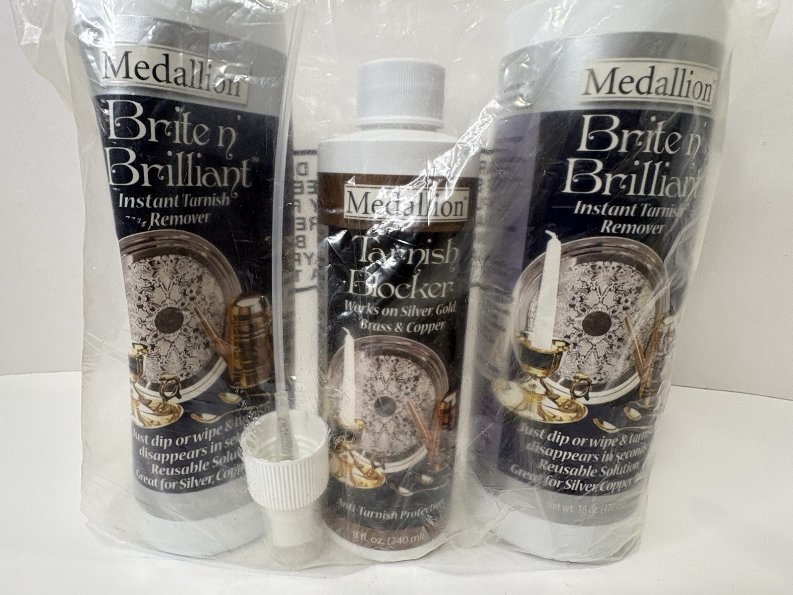 Medallion Brite n’ Brilliant Instant Tarnish Remover Dip Wipe 16 Oz X 2 + SEALED