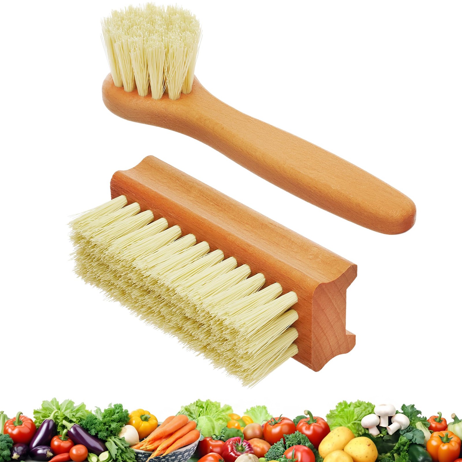 Vegetable Brush Set of 2 – Fruit and Vegetable Brush Scrubber for Food Potato S