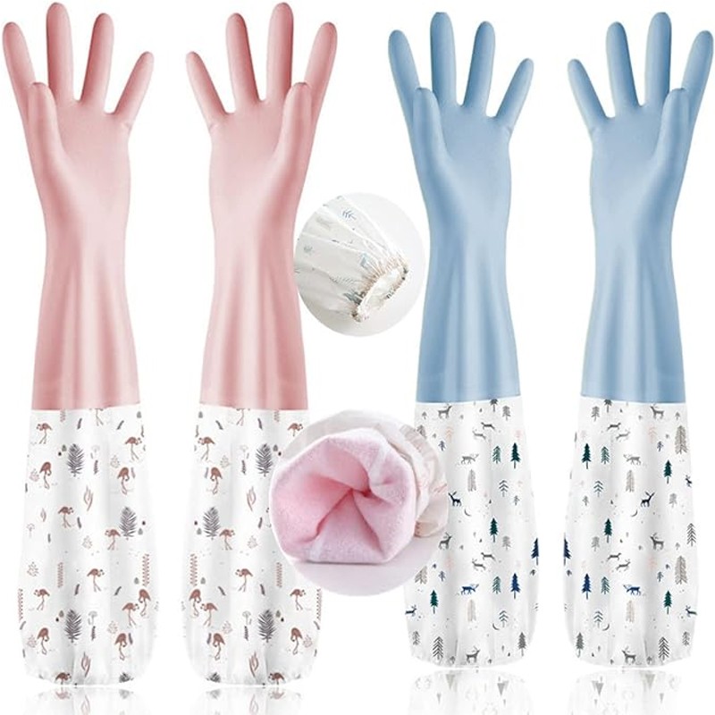 Washing Gloves Kitchen Long Waterproof Dish Cleaning Gloves Rubber Latex Protect