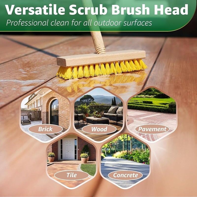Durable Polypropylene Stiff Bristle Scrub Brush Head Cleaning Rough Surfaces New
