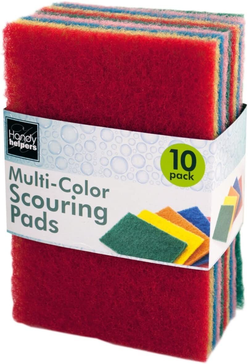 10pc Handy Helpers Multi-Colored 5-3/4″ Scouring Scrubbing Pads (1 Pack)