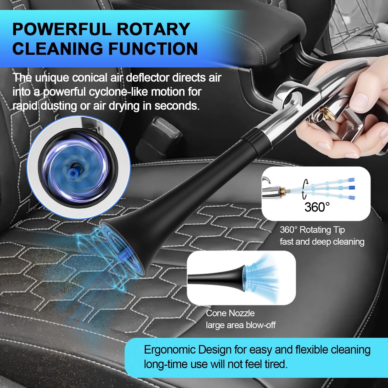 2 Nozzles Air Cleaning Gun, Dry Cleaning Gun Quickly Blasts Dust, Dirt and Gr…