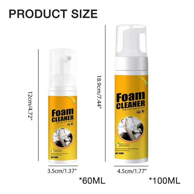 60ML/150ML Multi-Purpose Foam Cleaner Spray Car Interior Leather Dashboard Home