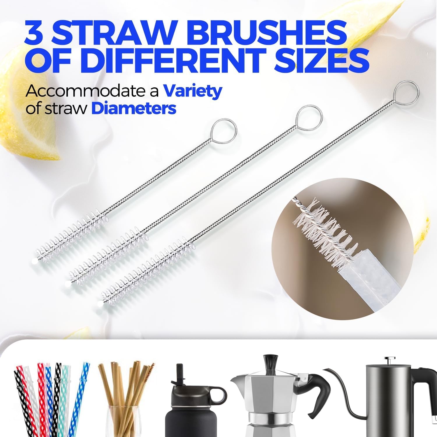 5 Pack Bottle Brush Cleaner Set 14 Long Handle Stainless Steel Bottle Cleaner B