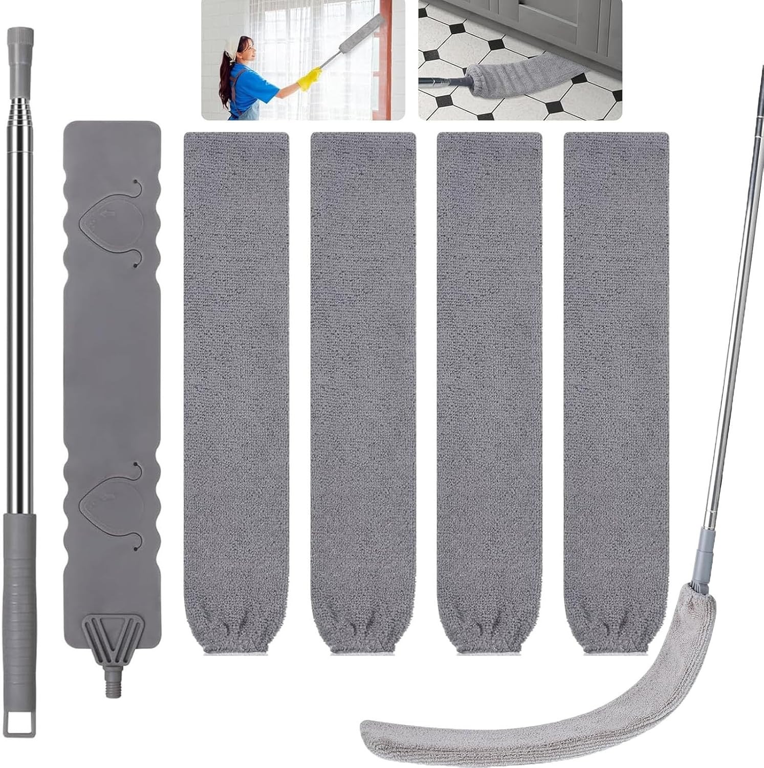 Retractable Gap Dust Cleaner, Extendable Gap Duster with 4 Microfiber Dusting…