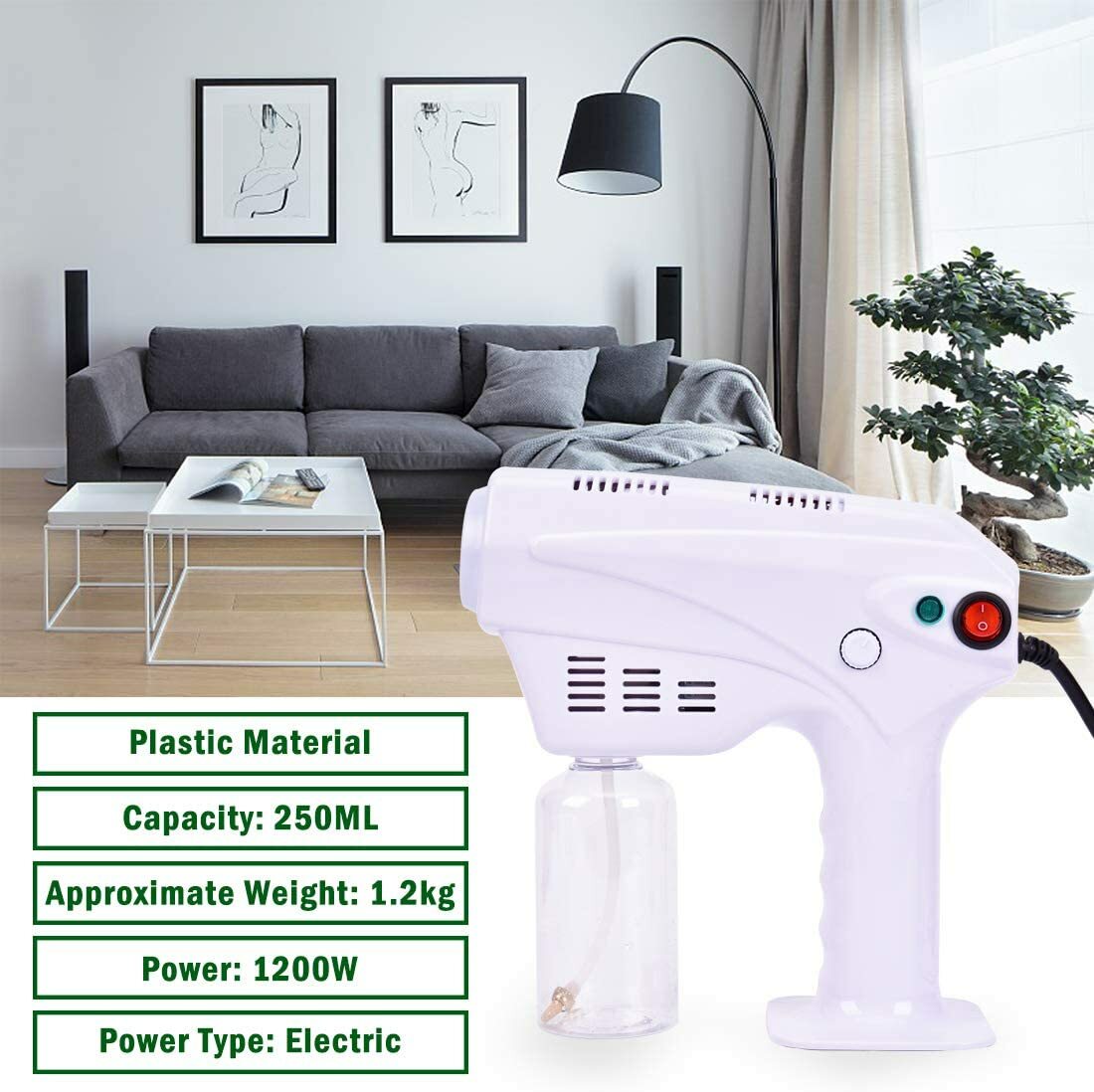 Handheld 1200W Nano Sprayer Disinfection, Mist Fog Smoke Machine Sanitization
